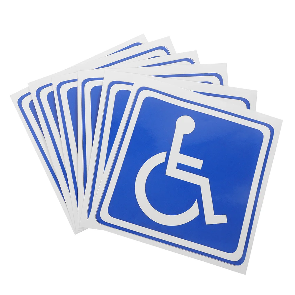 

6 Sheets Adhesive Wheelchair Stickers for Cars Disabled Person Sign Handicapped Parking Tag Scratch Resistant Labels