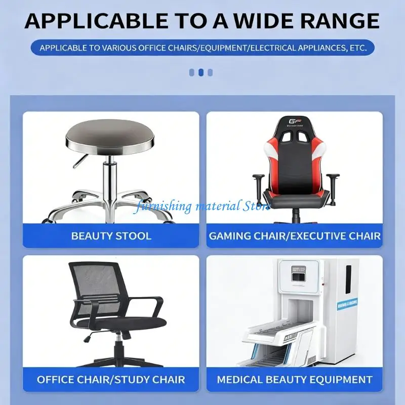 Y5GD Pack of 4 3 Clear PU Office Chair Casters Quiet Smooth Rolling for Noise Movement on and Carpets Protects Surfaces