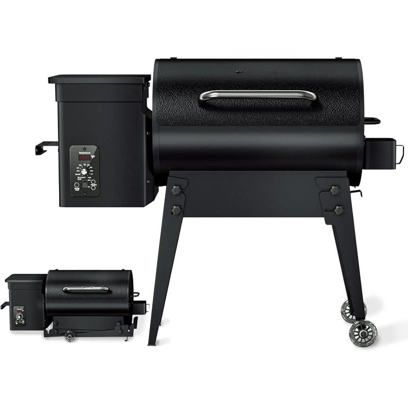 Portable Electric Wood Pellet Grill & Smoker with Foldable Legs,  (180-425°F) for Backyard Camping Bake and Roast, Black