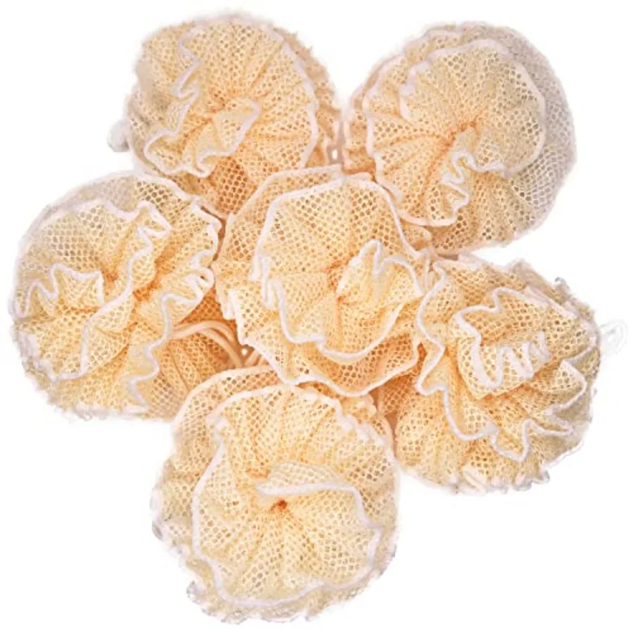 6 Pack Super Exfoliating Home Spa Weave Loofah Shower Sponge Pouf Mesh Brush - Bath Spa Puff Scrubber Ball - Face Body Poof - R