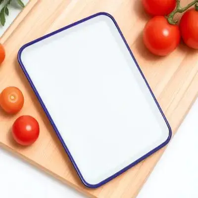 

Non Stick Enamelware Tray Aluminum Baking Pan for Oven Roasting Bread Pie Cake Ceramic Coated Kitchen Serving Dish