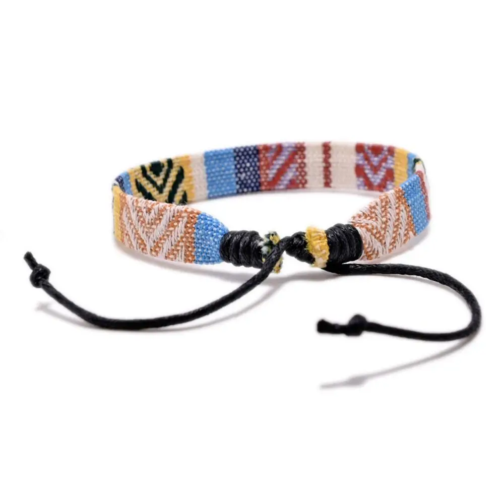Multicolor Weave Bracelets Cotton and Linen Auspicious Patterns Webbing Hand Rope Ethnic Style Color Matching