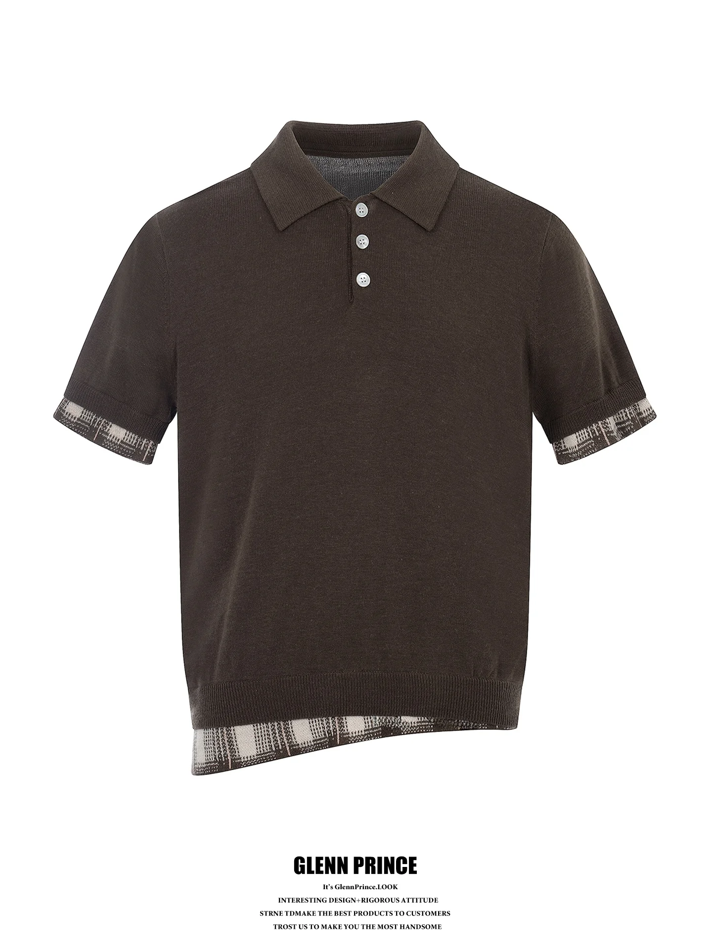 

Summer Knitted Short Sleeve Shirt Men's Plaid Patchwork Design Casual Style Polyester Blend Comfortable Fit T-Shirt