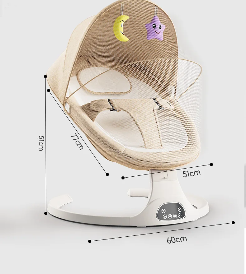 Baby Rocker Chair Electric, Newborn Soothing Rocker, Wireless Remote Control, Multifunctional Cradle with Cushion, Toys, Tray