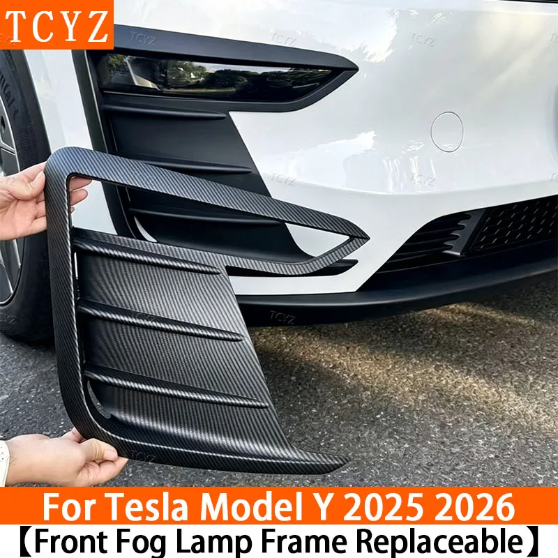 

Декоративная накладка на рамку передних противотуманных фар (брови) для Tesla Model Y Juniper, ABS, карбон, внешние аксессуары, 2025-2026