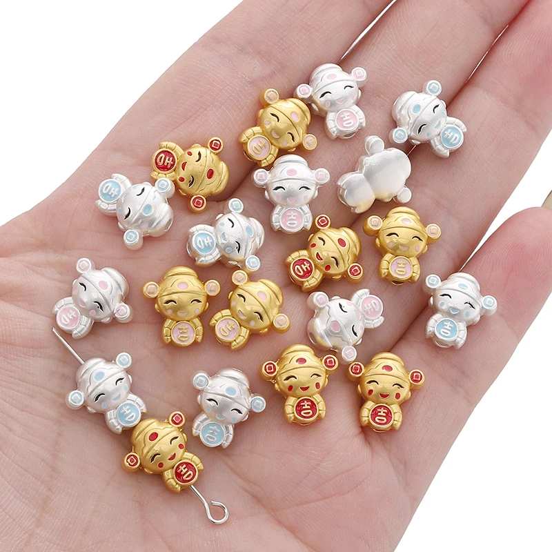 1pc 12x12mm Traditional Chinese Style Beads Lucky Pattern Loose Spacer Beads for Jewelry Making Diy Bracelet Earring Accessories