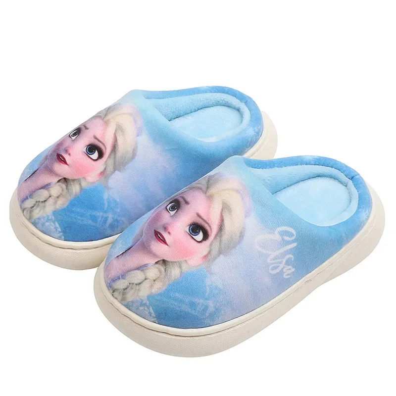 Frozen Children\'s Slippers Autumn and Winter Girls\' Cotton Slippers Middle and Large Children\'s Elsa Princess Warm Shoes