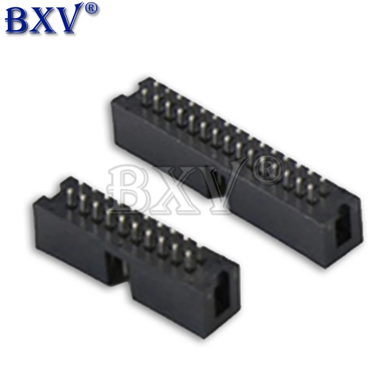 10pcs 2.54 mm pitch dc3 through hole 6 8 10 12 14 16 20 26 30 34 40 50 pin straight male shrouded pcb idc socket box header jtag