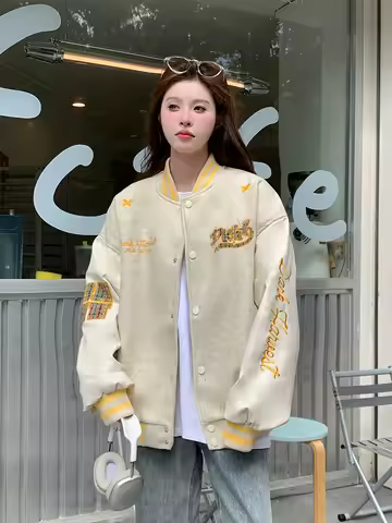 Baseball Jackets Nylon Satin Womens Summer Grid Ventilate Thermal Boho Fleeced Knitwear Streetwears Detachable Bow Lace-Up Cozy