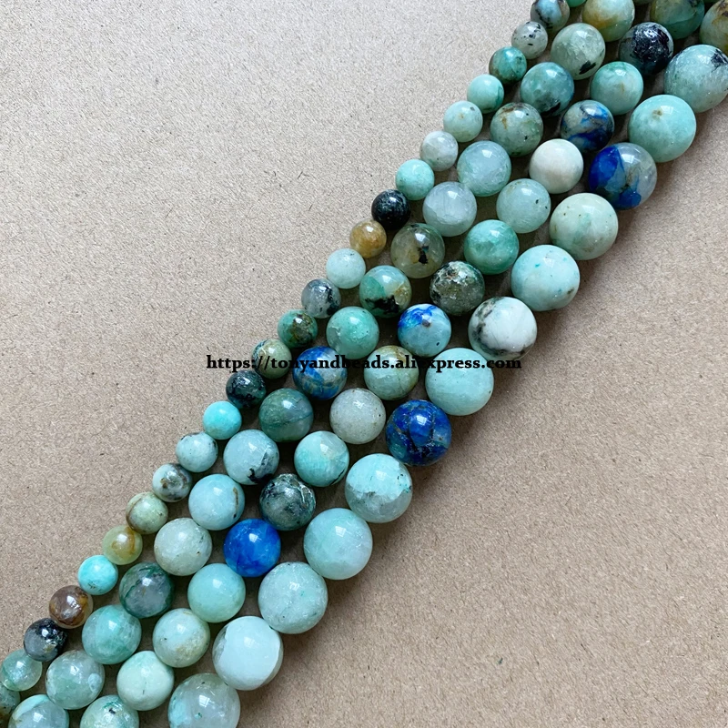 

Genuine Semi-precious Natural AA Quality Mixed Colors Chrysocolla Stone Round Loose Beads 15" 6 8 10 MM For Jewelry Making DIY