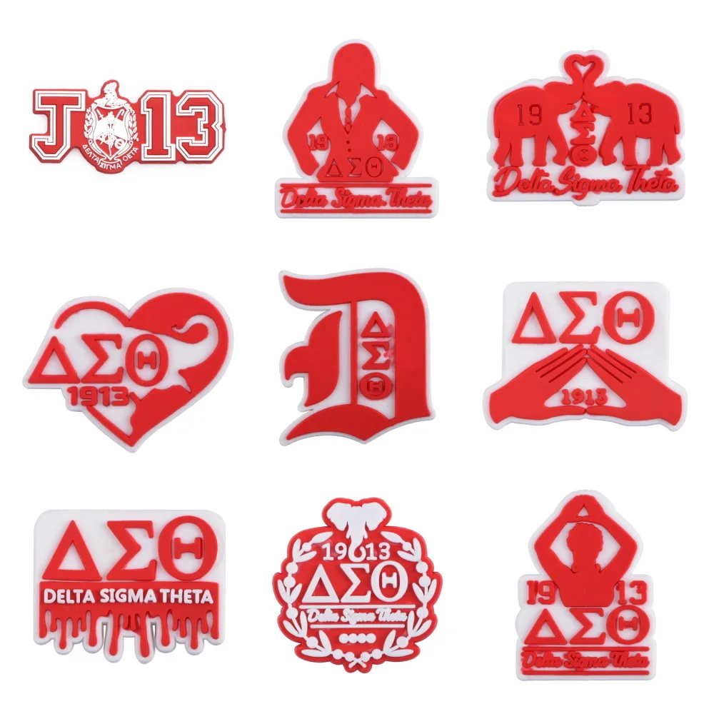 College Sign Charms For Shoes Delta Zeta Shoe Decoration Charms Red 1913 Shoes Pins For Clogs Sandals Girls Buckle Accessories