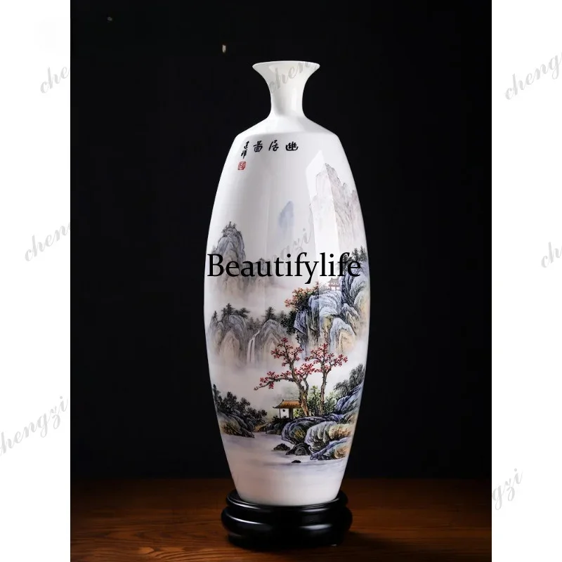 D1089 national style hand-painted secluded residence map ceramic vase living room entrance wine cabinet study Bogu rack decorati