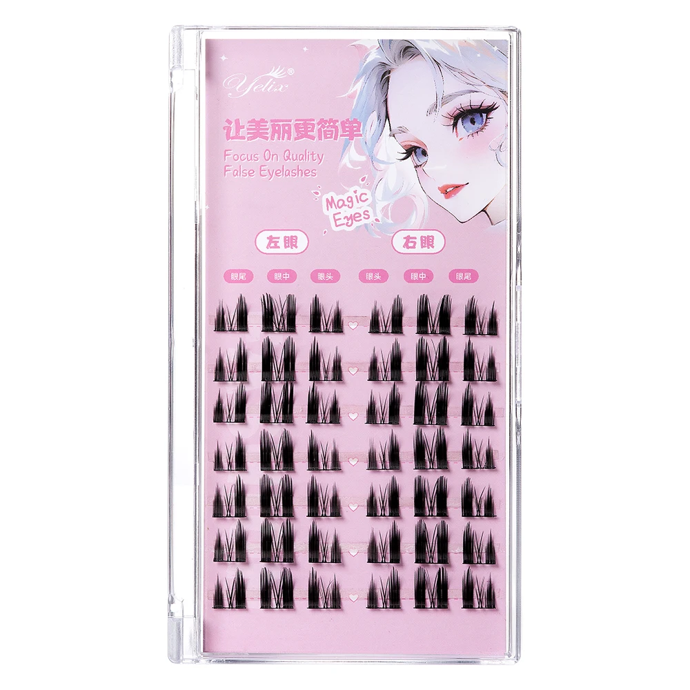 Yelix cluster manhua lash grande capacidade cílios individuais bandeja mista diy extensões de cílios finos anime cílios