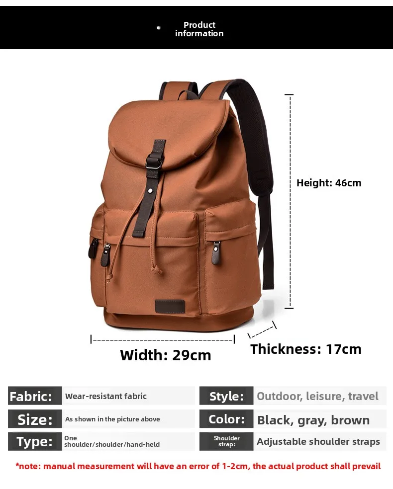 New Men's Backpacks, Business Large-capacity Computer Backpacks, Outdoor Sports Bags, Retro Water-resistant Student Backpacks