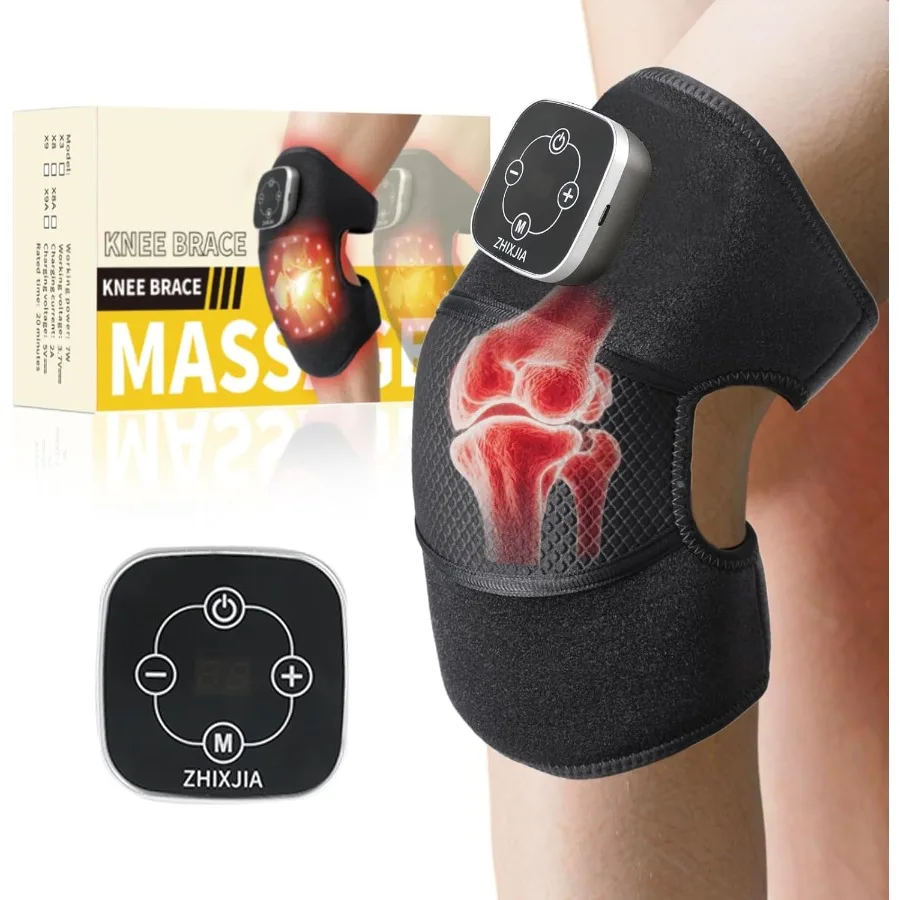 

Wireless Rechargeable Red Light Therapy and Vibration Knee Massage Device with Magnetic Attraction Controller 660nm 850nm DualW