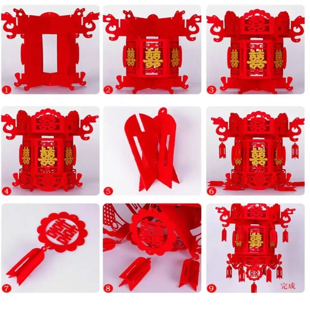 Chinese New Year Lantern DIY FU Character Red Lantern Hanging Ornaments for Lunar New Year Spring Festival Decor