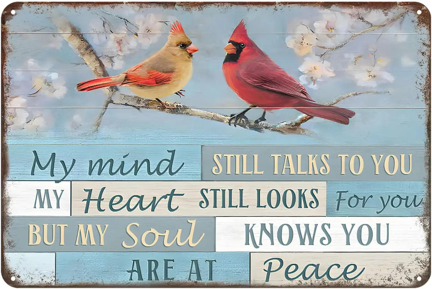 Aenaon Cardinal Bird My Mind Still Talks to You Vintage Metal Tin Signs Wall Decor Restaurant Bar Cafe Club Kitchen Decor Tin 12