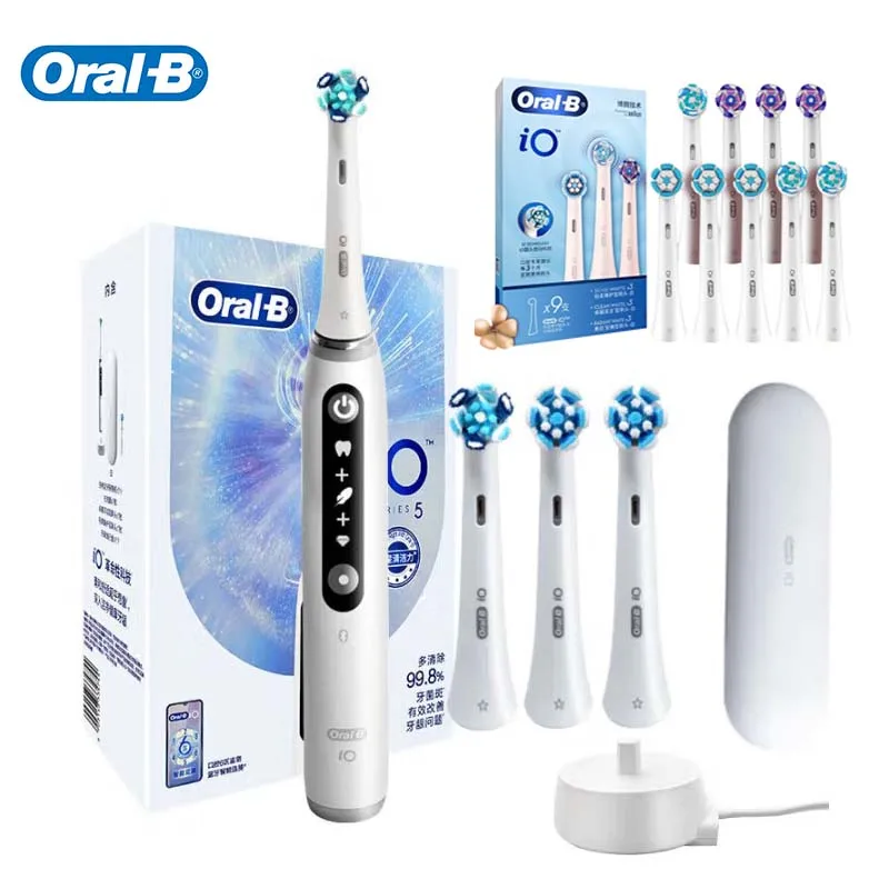 

Электрическая зубная щетка для взрослых Oral B IO5 Plus, серия IO, перезаряжаемый звуковой очиститель для глубокого отбеливания зубов, 5 режимов, индуктивная зарядка