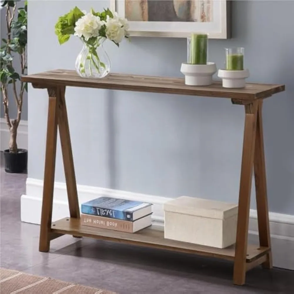 

Solid Wood Console Tables - 43.3" Pinewood Farmhouse Rustic Hallway Table, Foyer Tables Living Room, Solid Firwood Sofa Table fo