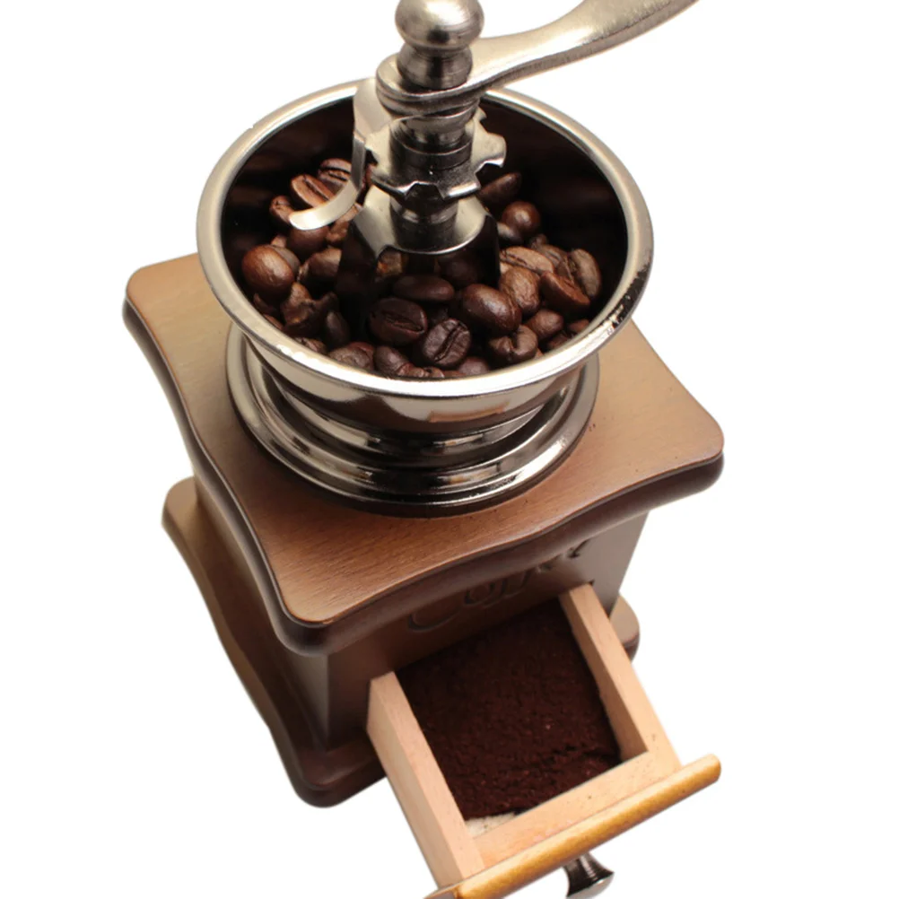 

Manual Coffee Bean Grinder Vintage Wooden Burr Mill Hand Crank Coffee Grinding Machine For Fresh Grounds Classic Grain
