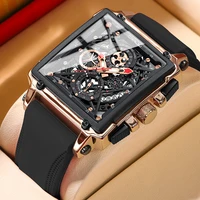 Reloj de pulsera CRRJU con cronógrafo deportivo para hombre, correa de silicona militar, cronómetro cuadrado de cuarzo, reloj Masculino