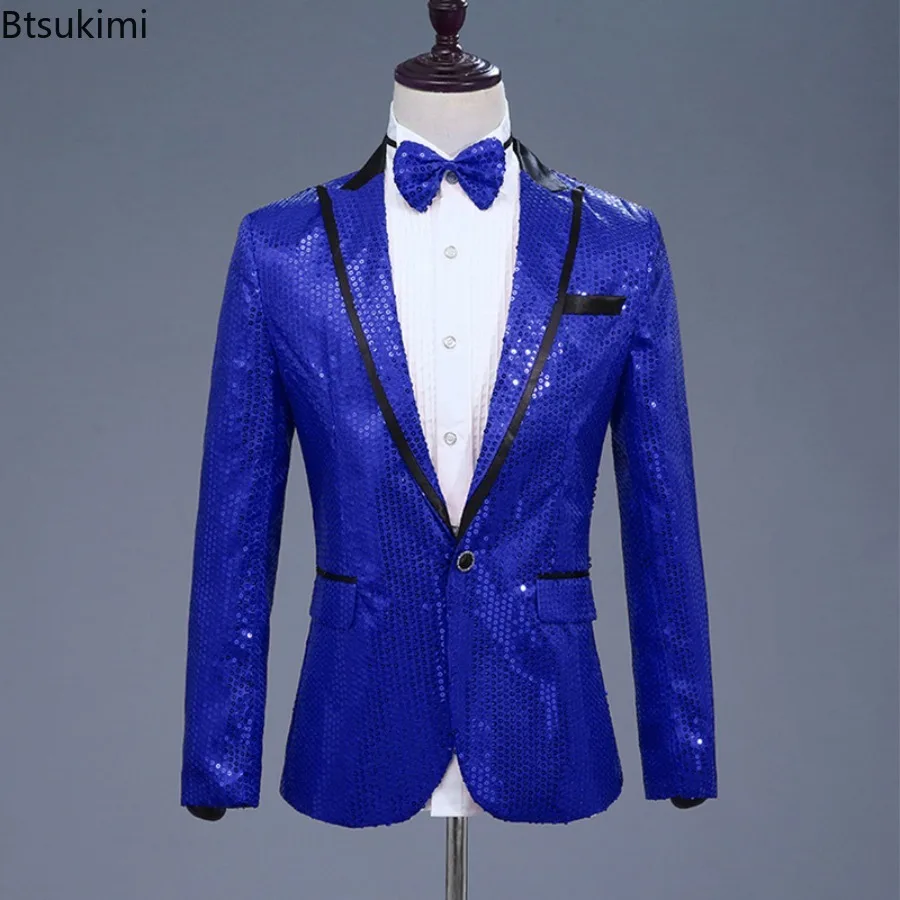 New Men's Suit Jackets Fashion Sequins Boutique Blazer Coats Men Stage Performance Costumes Bar Nightclub Street Artist Clothes