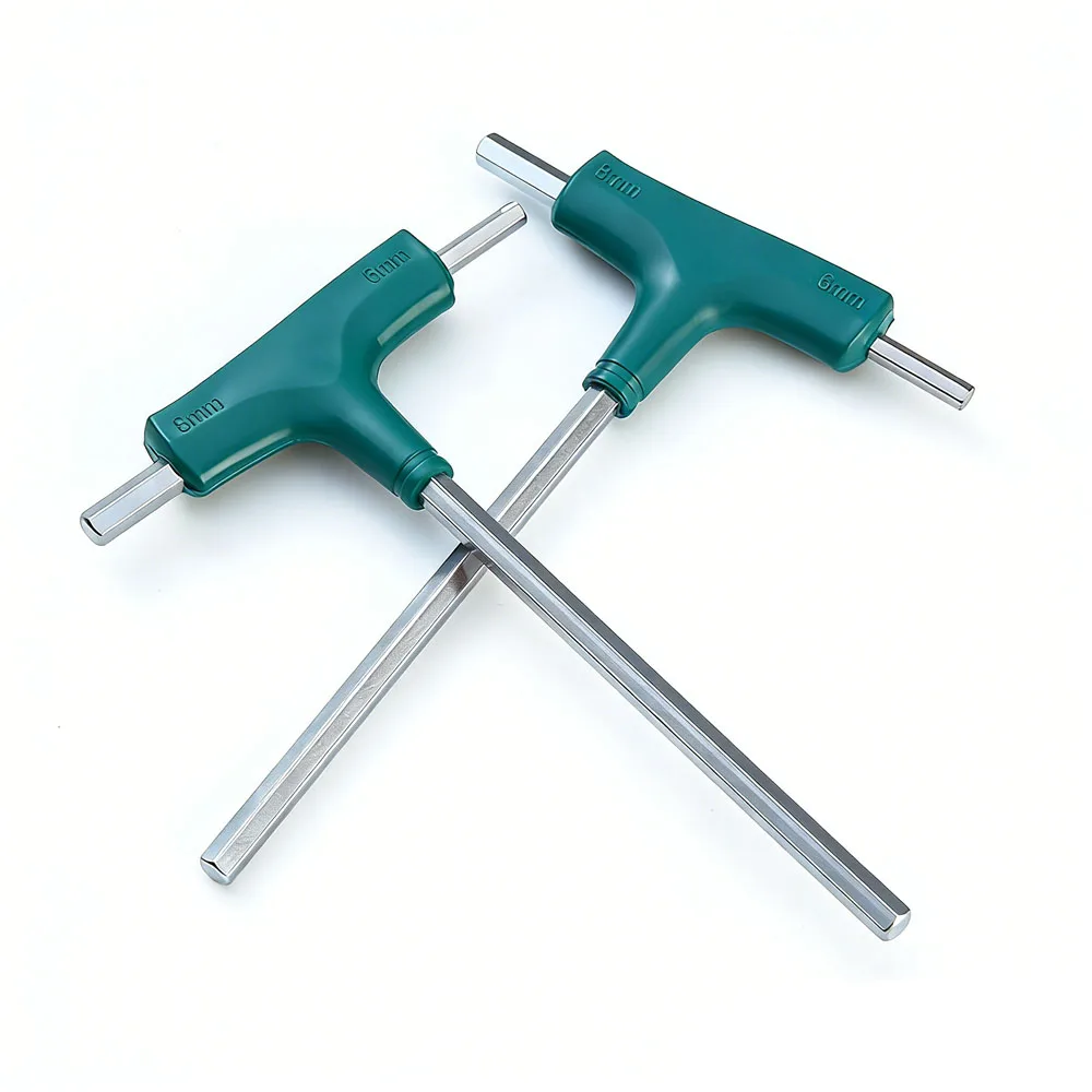 1 Pc 3-in-1 T-Handle Hex Key Wrench, Crutch-Type Flat Head with Plastic Grip, Multi-Functional Wrench for Home Repair
