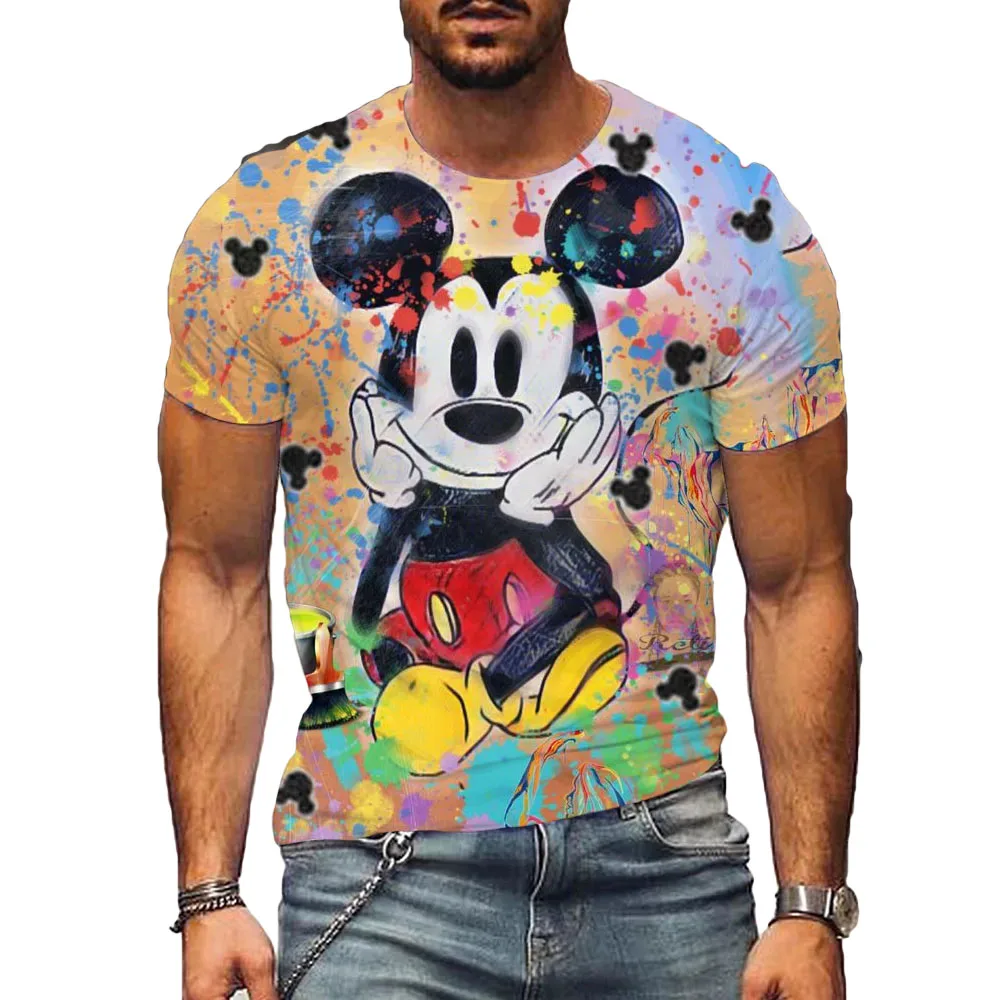 

Disney Mickey Mouse Men's T-shirt Youngla Short Sleeve Clothing Man Anime Top T-shirts Y2K Tshirt Harajuku Shirt Boys Casual Tee