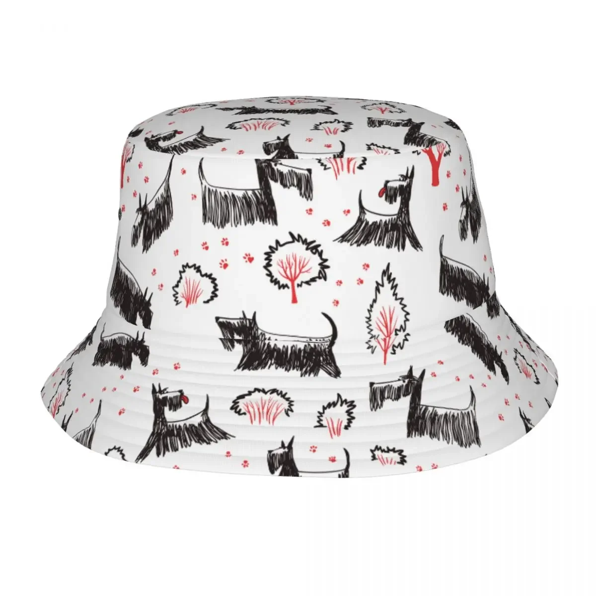 

Spring Headwear Scottish Terrier Dogs Accessories Bucket Hat Street Unisex Hat Animal Dog Lover Session Hat UV Protection Hats