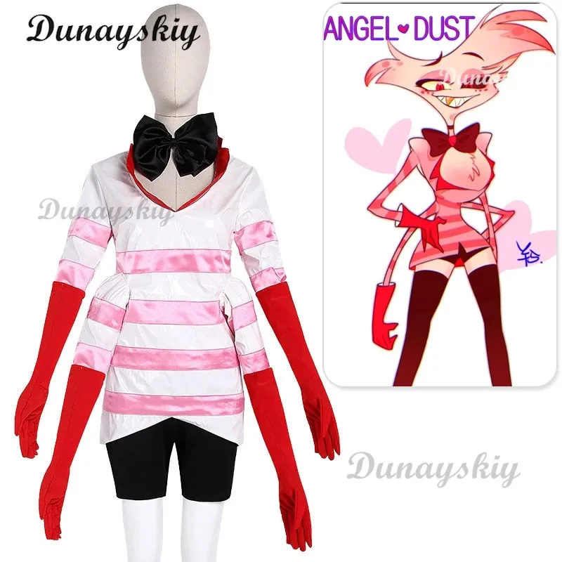 2025 ♥   Seragam Kostum Cosplay Malaikat Debu Hotel Hazbin Baru Gaun Pesta Ulang Tahun Wanita Anak Perempuan Kostum Halloween Karnaval ☆ ★