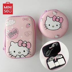 Hello Kitty Charger Cable Storage Bags Miniso Sanrio Cartoon Earphone Phone Data Line USB Storage Box Protector Case Coin Purses