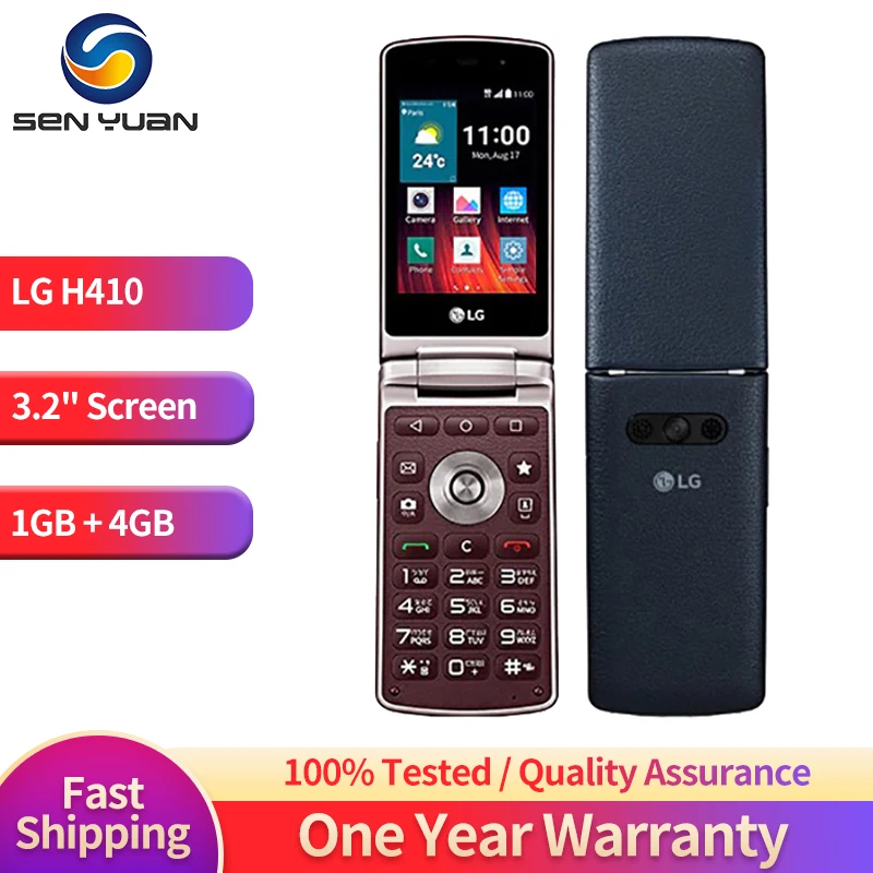 

Original LG Wine Smart II H410 Mobile Phone 3.2'' IPS LCD Screen 1GB RAM 4GB ROM 3.15MP+VGA WiFi Quad-Core Android LG H410 phone