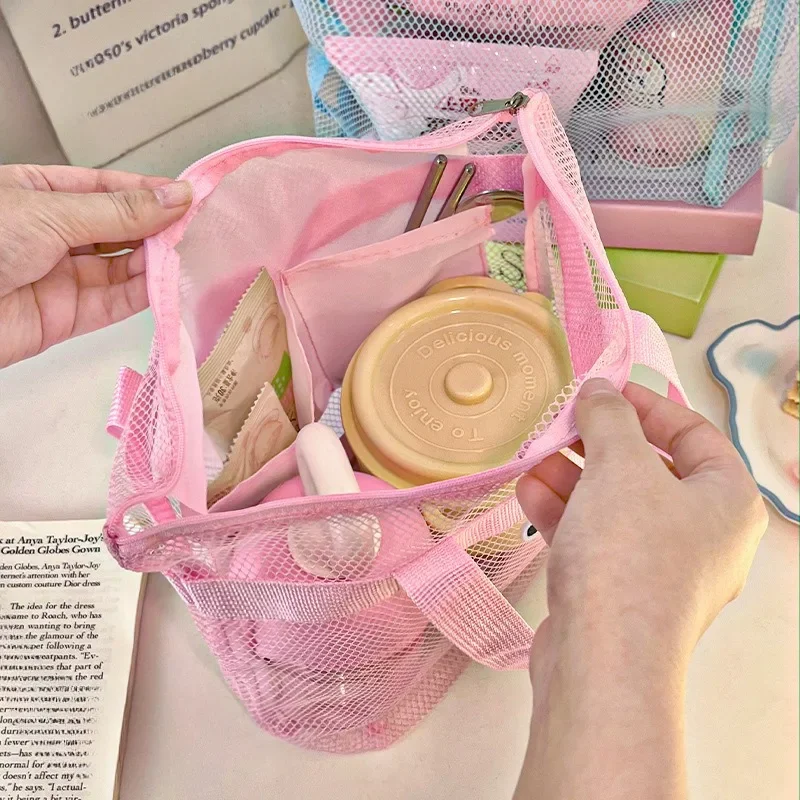 1/2Pcs Beach Bags for Women Men Outdoor Convenient Swimming Large-capacity Summer Convenient INS Transparent Mesh Cosmetic Bag