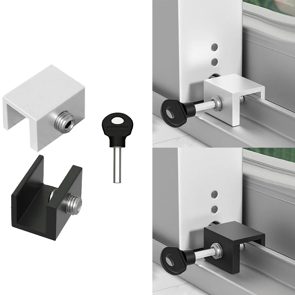 

2pcs Adjustable Lock Stopper Safety Anti-Theft Door Lock Aluminum Lockstitch For Kids And Pets Non Punch Sliding Window Hardware