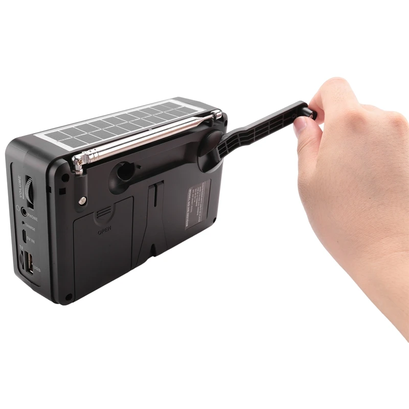 Portable Mini Radio Solar Hand Crank Radio Bluetooth Speaker Emergency Radio With Flashlight