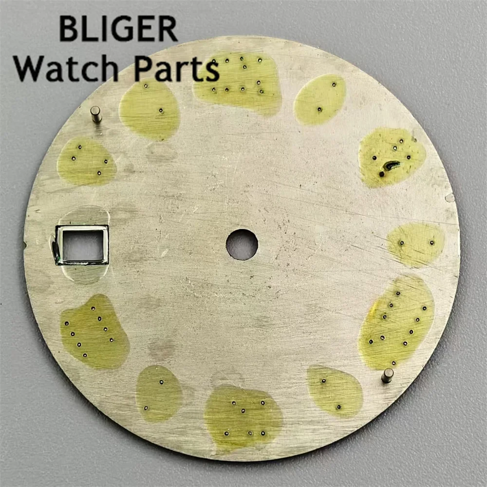 BLIGER 29mm Mostrador Estéril Preto Cinza Verde Azul Branco Mostrador Prata Borda Preta Marcas de Tempo Adequado para Movimento NH35 NH36