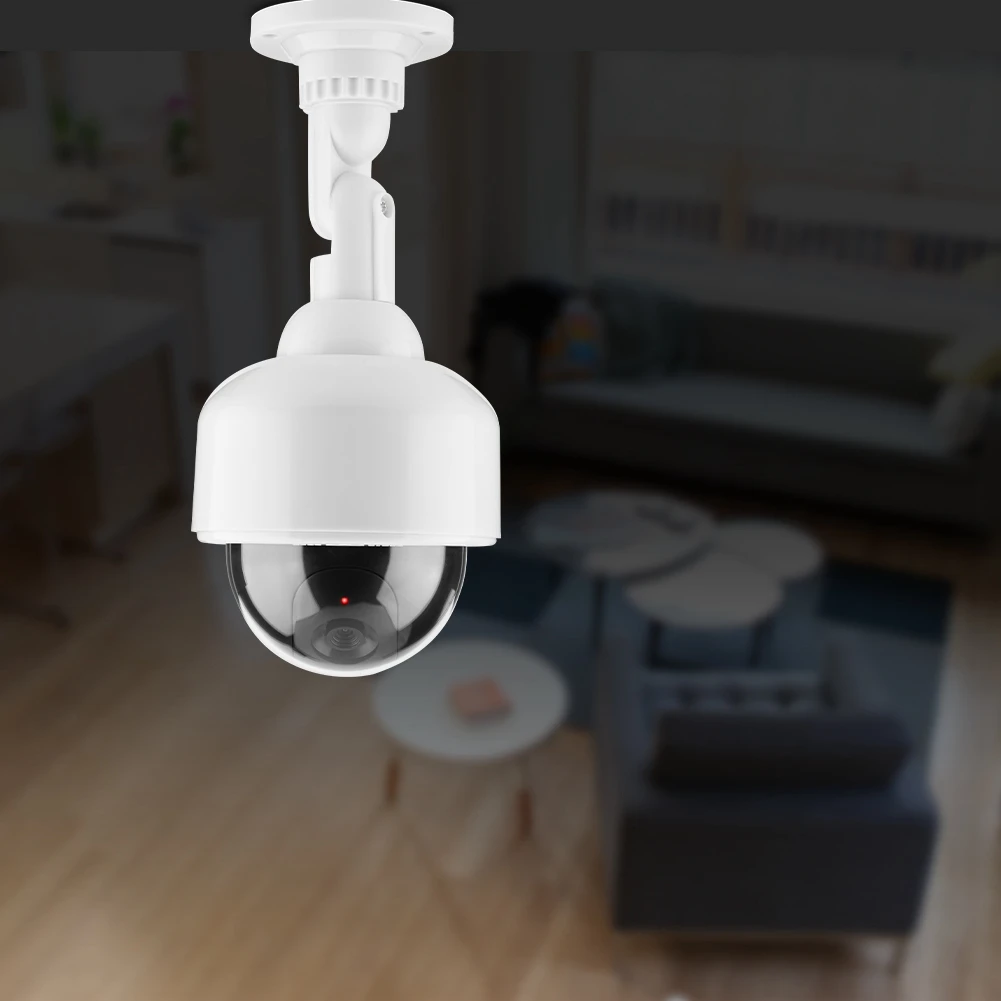 Dummy Security Camera Dome Shape Blinking Fake Security Camera 360° Rotation Camera Fake Dome Security Camera Realistic Camera