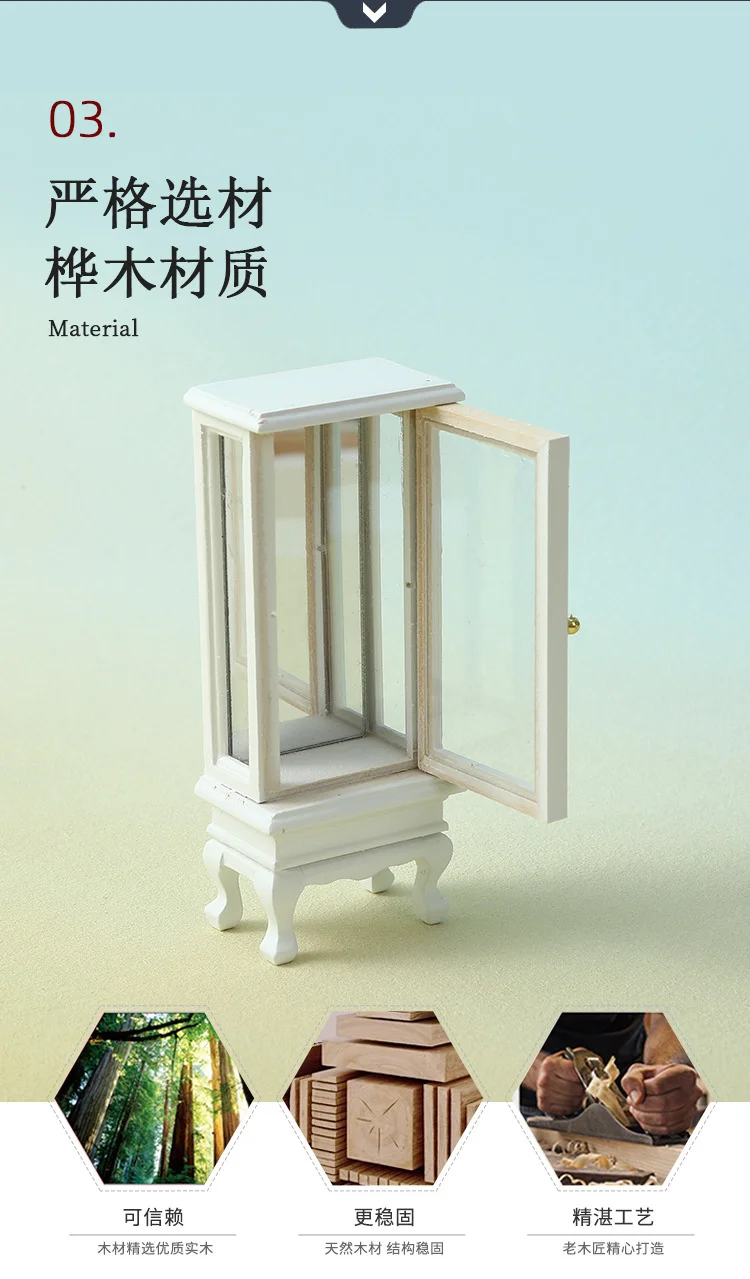 Miniatur-Puppenhaus-Schrank in reinem Weiß, Miniatur-Aufbewahrungsmöbel für Wohnzimmer, Schlafzimmer, Arbeitszimmer, Puppenhausmöbel