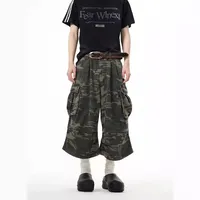 Vintage Camouflage Work Jeans Men's Loose Fit Summer 2024 Trendy Straight Leg Wide Leg Seven Point Pants Casual Streetwear