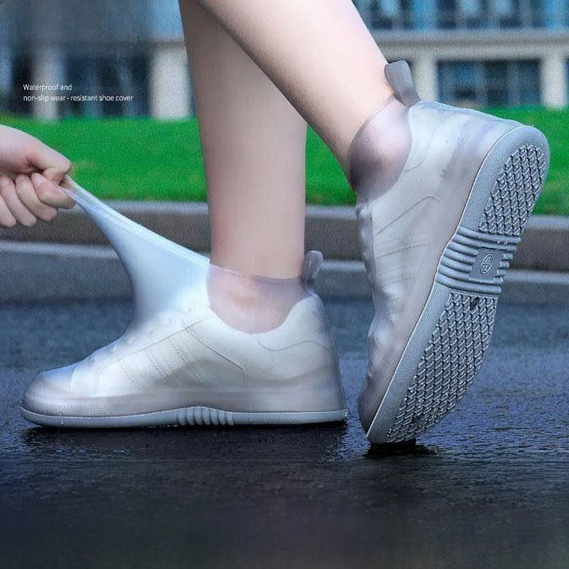 

Thickened Waterproof Anti-Slip Silicone Rain Boots Covers Unisex Summer Slip-On Shoes Wear-Resistant Wave Pattern Rubber Shoes