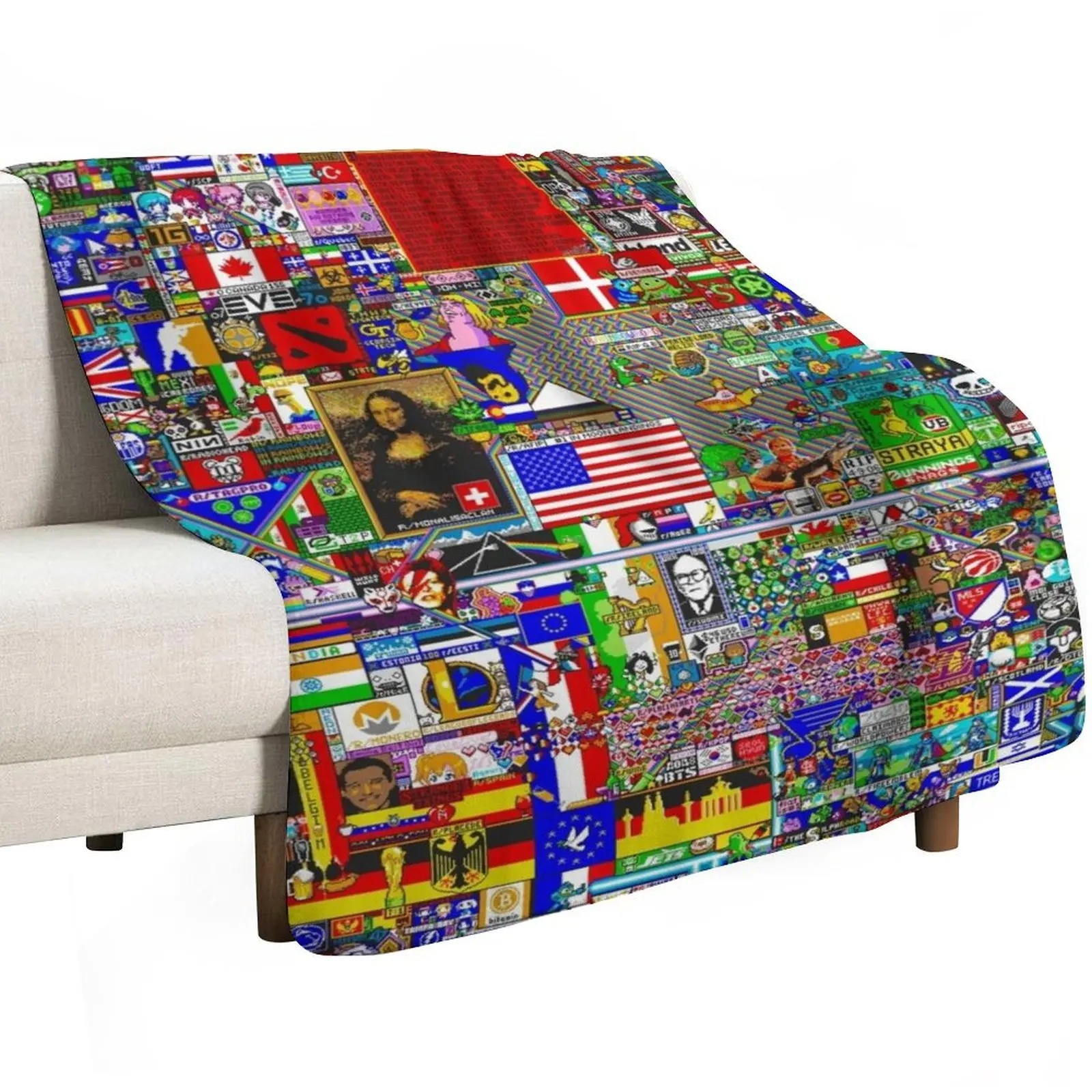 Reddit /r/Place النهائي قماش رمي بطانية البطانيات الأرائك من الديكور المعزي الفاخرة مصمم بطانية أريكة عملاقة #2