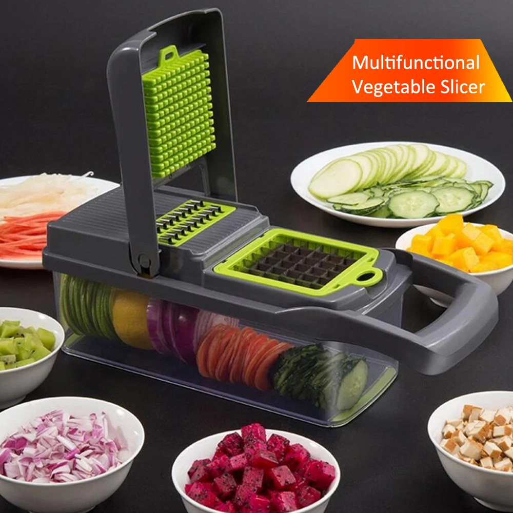 

A Set Vegetable Slicer Cutter Shredders Slicer With Basket Fruit Potato Chopper Carrot Grater Onion Chopper Multifunctional