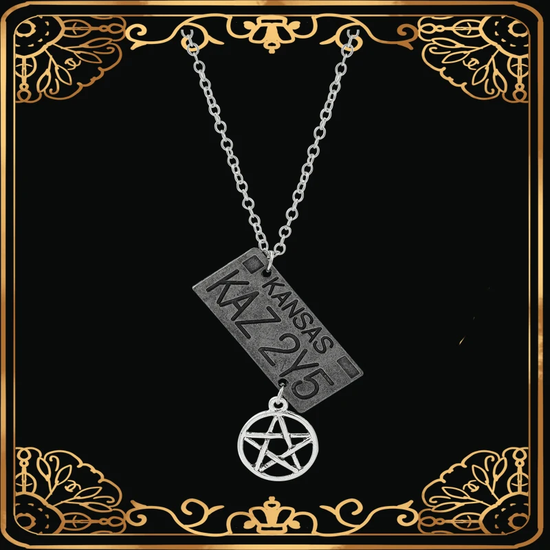 Supernatural Dean License Plate Pendant Necklace Men's and Women's Vintage Accessories Movie Jewelry Accessories