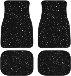 Car Floor Mat 4 Piece Sets Starry Night Universal All Weather Waterproof Driver Heel Pad Protector-Full Set Front & Rear Carpet