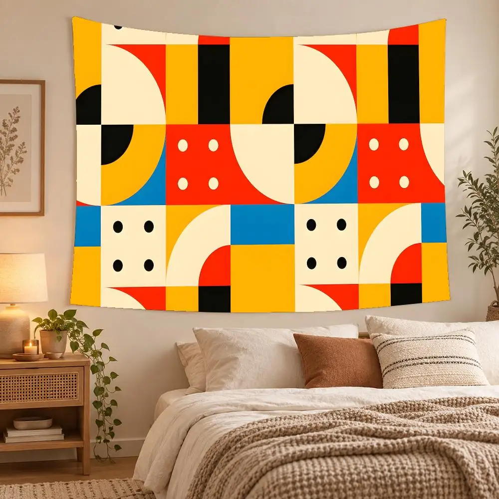 Geometric Bauhaus Art Fashion Tapestry Wall Decoration Suitable For Living Room Bedroom Study Party Home Decor Gift
