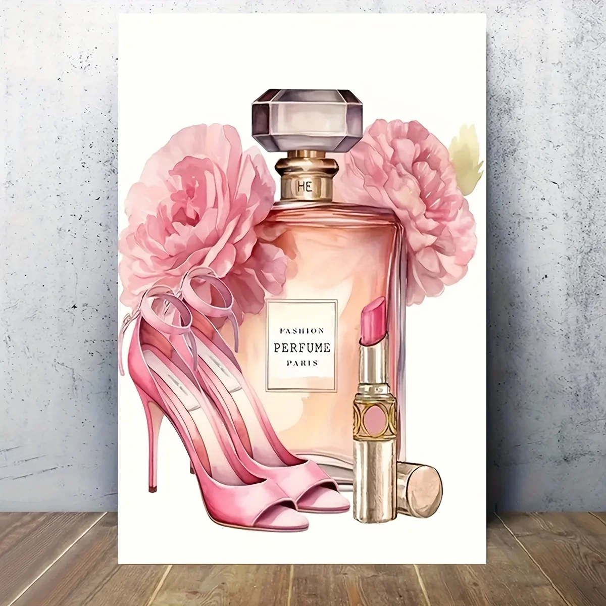 زوج واحد من تصميم الكعب العالي والعطور وأحمر الشفاه - مثالي لديكور غرفة النوم والحمام. هدية مثالية لعشاق الموضة #1