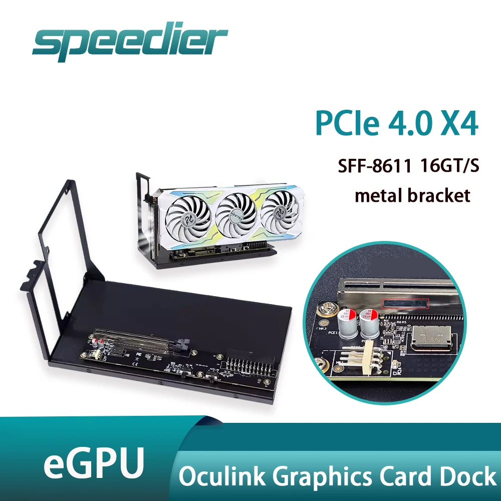 

eGPU Oculink Graphics Dock PCIe 4.0 X4 External GPU Adapter Card Adapter Base Platedocking Station with Metal Bracket Black