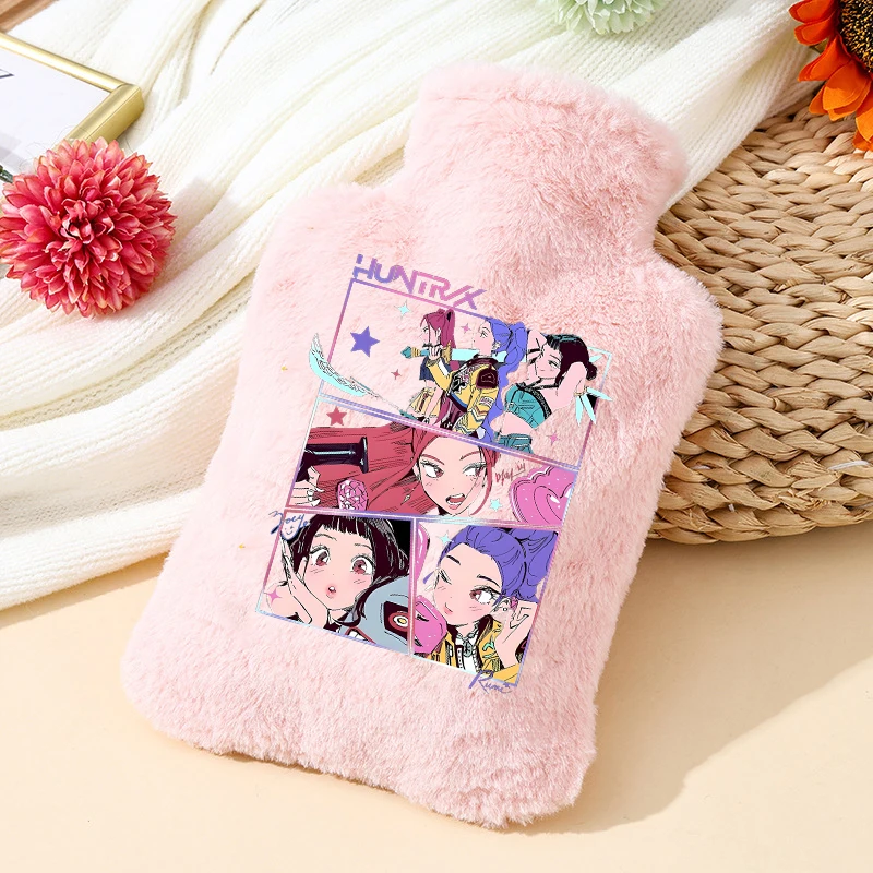 KPop شيطان الصيادين سعة كبيرة كيس الماء الساخن القابلة للإزالة زجاجة ماء ساخن المرأة البطن دفئا جهاز تدفئة محمول أكياس الماء الساخن الهدايا