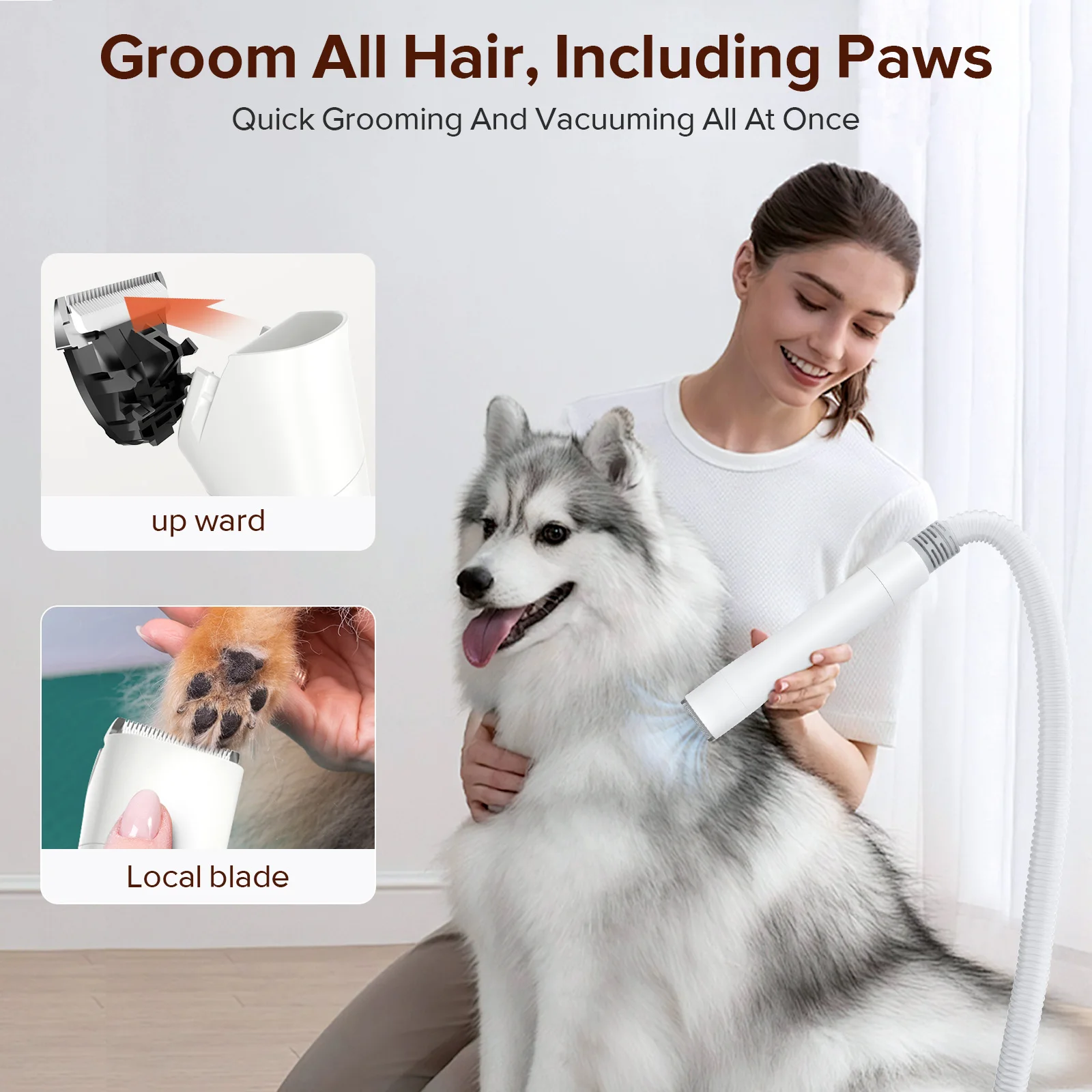 Pet Supplies Cleaning Trimmer Clipper Vacuum Cleaner Grooming Dog Cat Brush Comb Pet Hair Remover Low Noise Hair Cleaner PV01