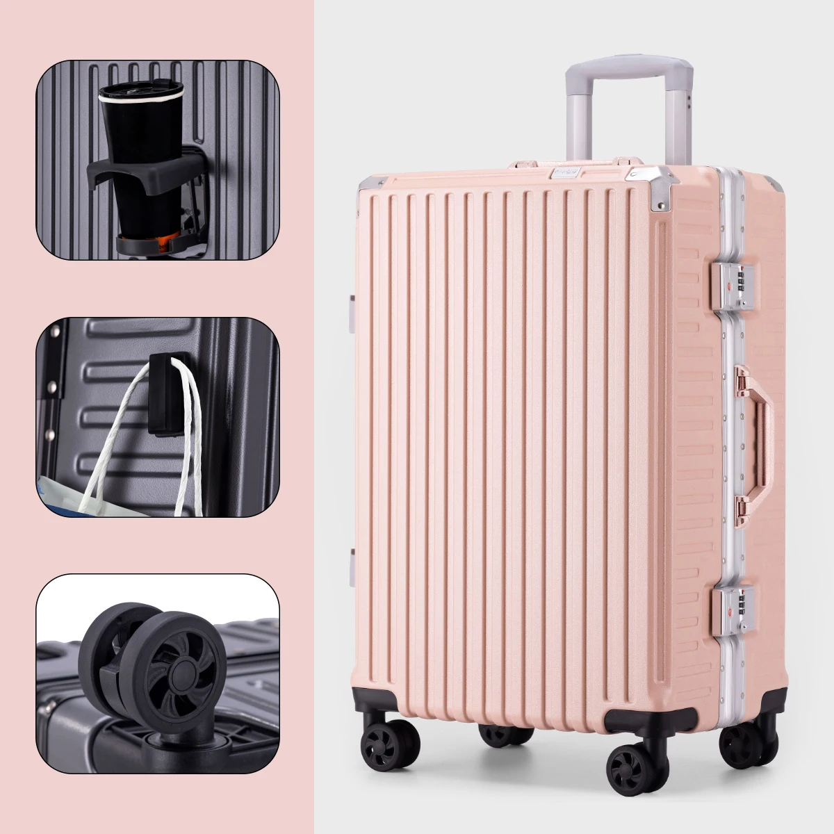 Robuster und langlebiger multifunktionaler Trolley-Koffer, neuer Koffer mit großem Fassungsvermögen, universelle Rad-Studenten-Passwortbox – Detail 12